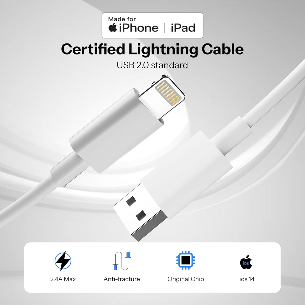 AppIe USB to Lightning Cable 1M [Apple MFi Certified +2 Year Warrenty] iPhone Fast Charger Cable Power Delivery Charging Cord 14/13/12/12 PRO Max/12 Mini/11/11PRO/XS/Max/XR/X/8/8Plus