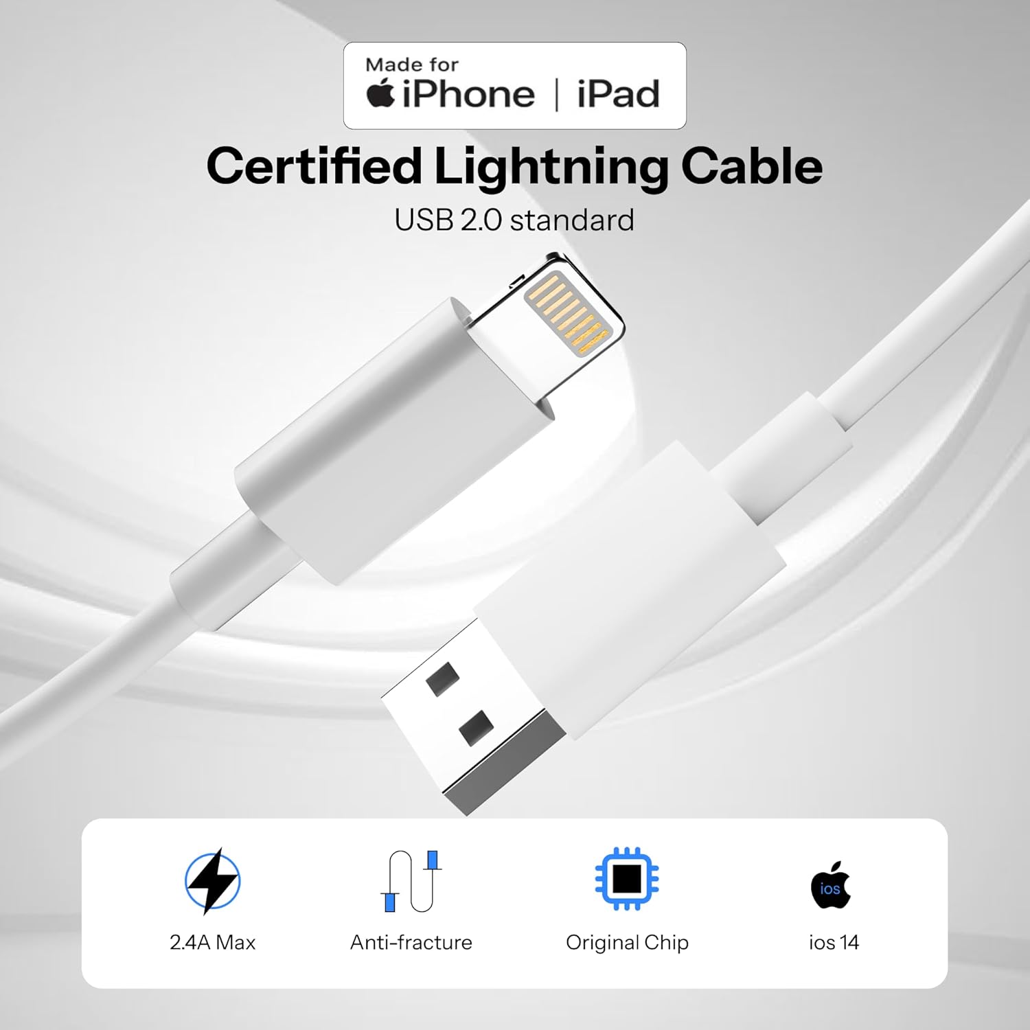 AppIe USB to Lightning Cable 1M [Apple MFi Certified +2 Year Warrenty] iPhone Fast Charger Cable Power Delivery Charging Cord 14/13/12/12 PRO Max/12 Mini/11/11PRO/XS/Max/XR/X/8/8Plus