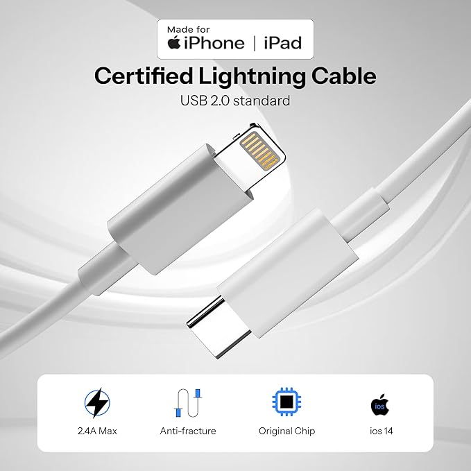 UNBREAKable USB Type C to Lightning Cable 27W[MFi Certified +2 Years Warranty*]Fast Charger Cable for iPhone 14/13/12/11/X/XS/XR/8/Plus, iPad Mini/Pro/Max, USB Type-C Power Delivery Cord,1M