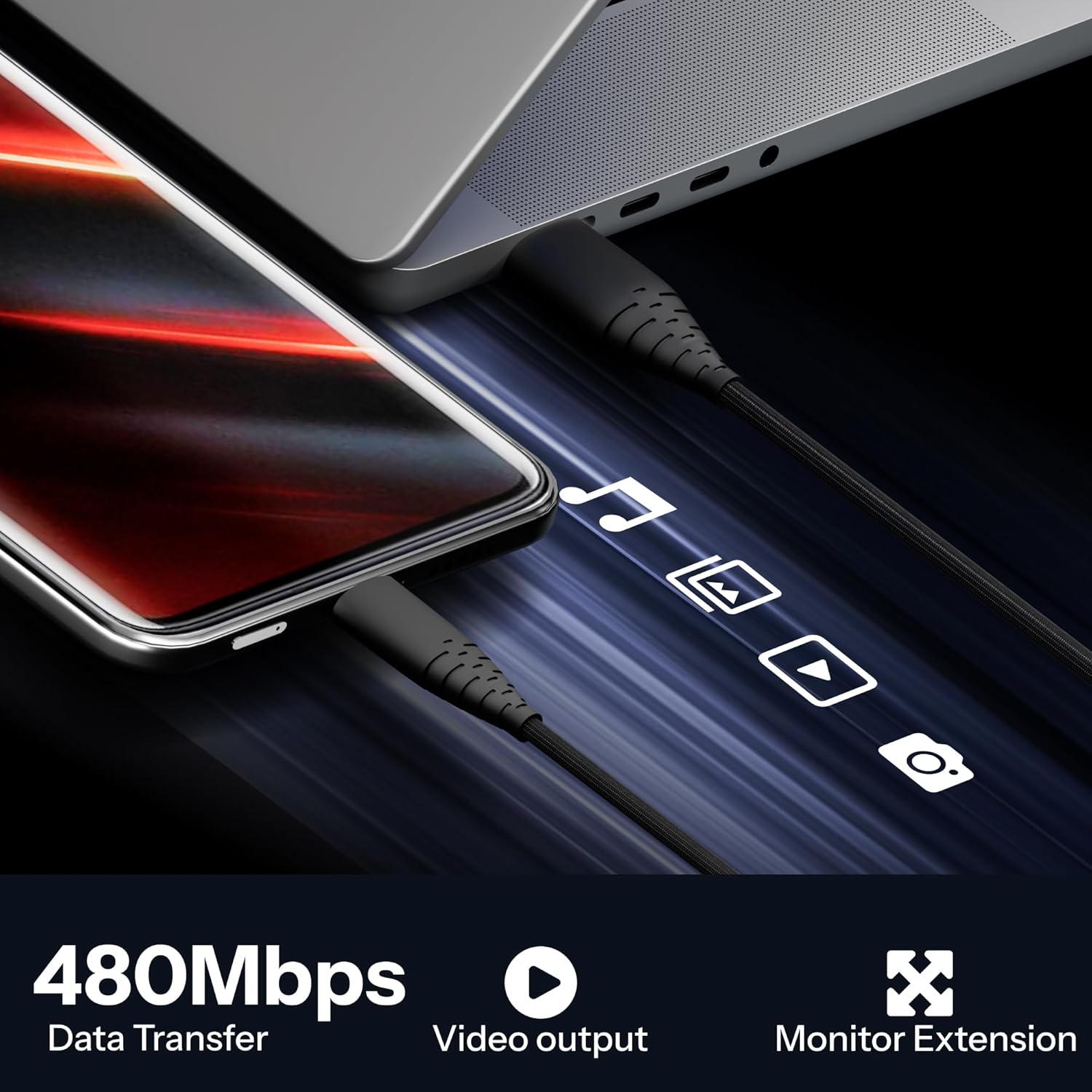 UNBREAKable 20W / 3A Fast Charging 1.2m Braided Micro USB Cable for Smartphones, Tablets, Laptops & Other Micro USB Devices, 480Mbps Data Sync, Quick Charge 3.0 (R15,Gold&Black)