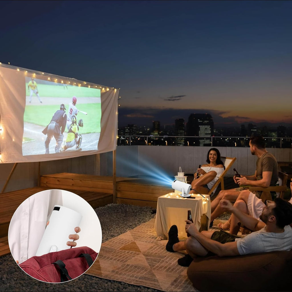 i-Top Portable Mini Projector, 4K 1080P Full HD, WiFi 5G Bluetooth 5.0, 180° Rotatable, Android 11, Compatible with TV Stick/Windows/iOS/Android, White, Preinstall Application Netflix, YouTube.