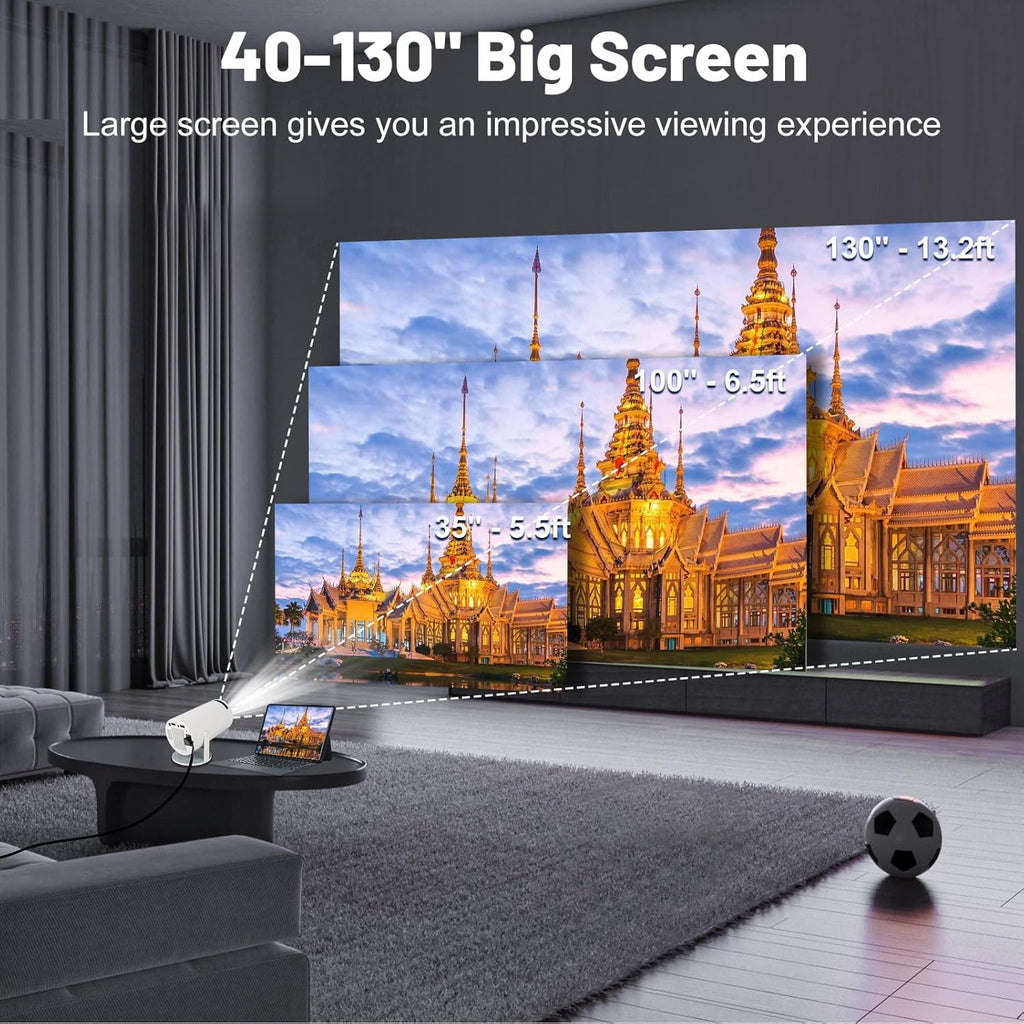 i-Top Portable Mini Projector, 4K 1080P Full HD, WiFi 5G Bluetooth 5.0, 180° Rotatable, Android 11, Compatible with TV Stick/Windows/iOS/Android, White, Preinstall Application Netflix, YouTube.