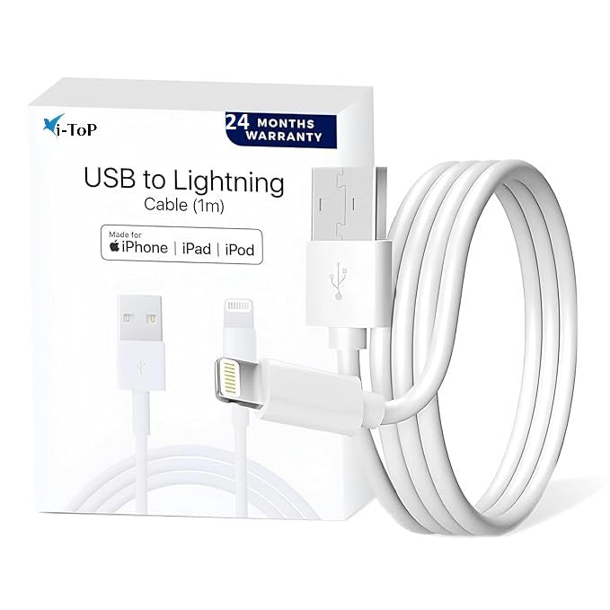 i ToP USB to Lightning Cable 27W, [MFi Certified + 2 YEARS WARRANTY*] iPhone Fast Charger Cable USB Delivery Cord for iPad & iPhone 14/13/12/11/XS/XR/X/8/Plus,Mini,Pro,Max Series (1 Pc)
